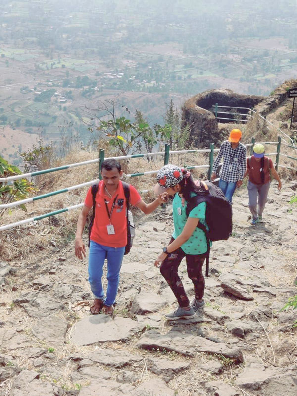 The members of RAC Divya Zhep on a trek up a fort near Pune.  