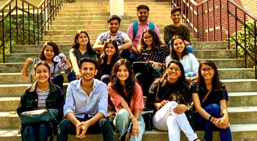 RAC Shaheed Bhagat Singh College president Anubhav Singh (front, seated) with Rotaractors.