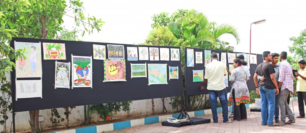 Artwork done by the children exhibited at the cultural programme venue.