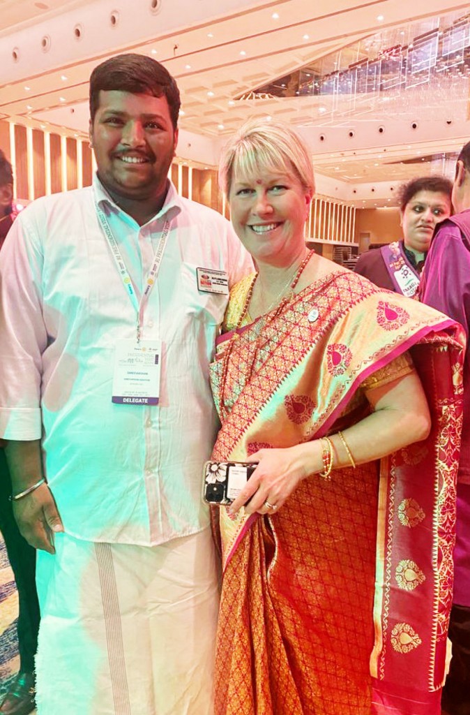 DRR Shreevarshan with RI President Jennifer Jones in Kochi.
