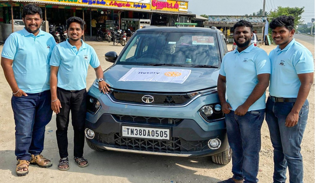 DRR Shreevarshan (L) with his team during the car rally.