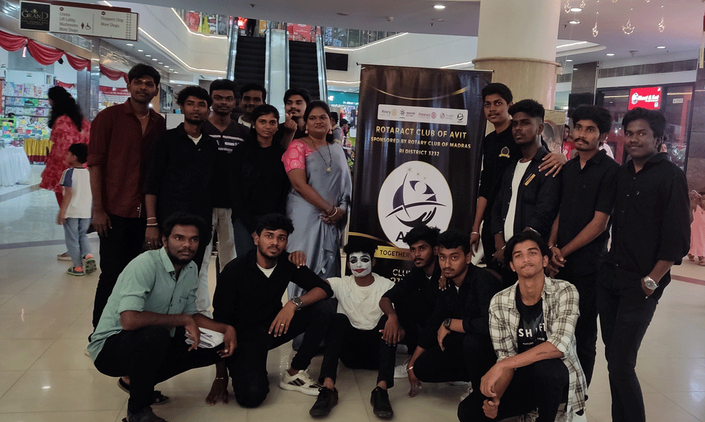 Rotaractors after performing a flash mob at a mall in Chennai.
