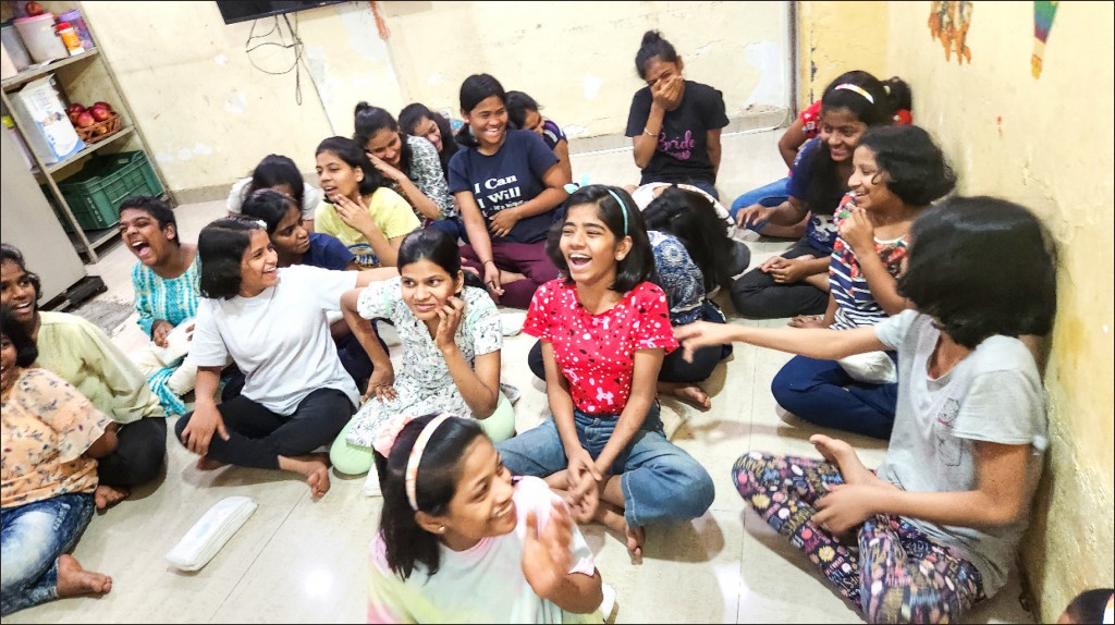 Adolescent girls attend an MHM awareness session organised by the club. 