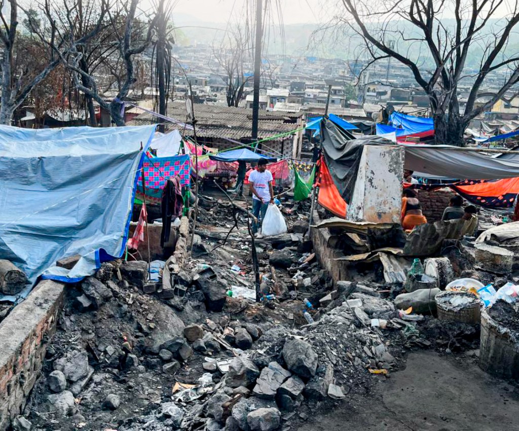 A scene from the Malad slum that was gutted by fire.