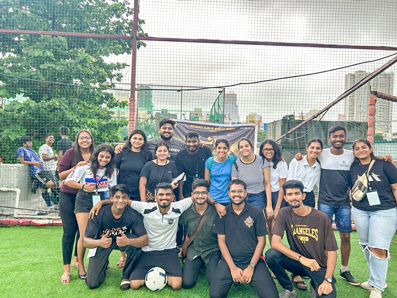 RAC Borivali Heights president Yash Goda (standing, 4th from L) with Rotaractors at the football tournament.